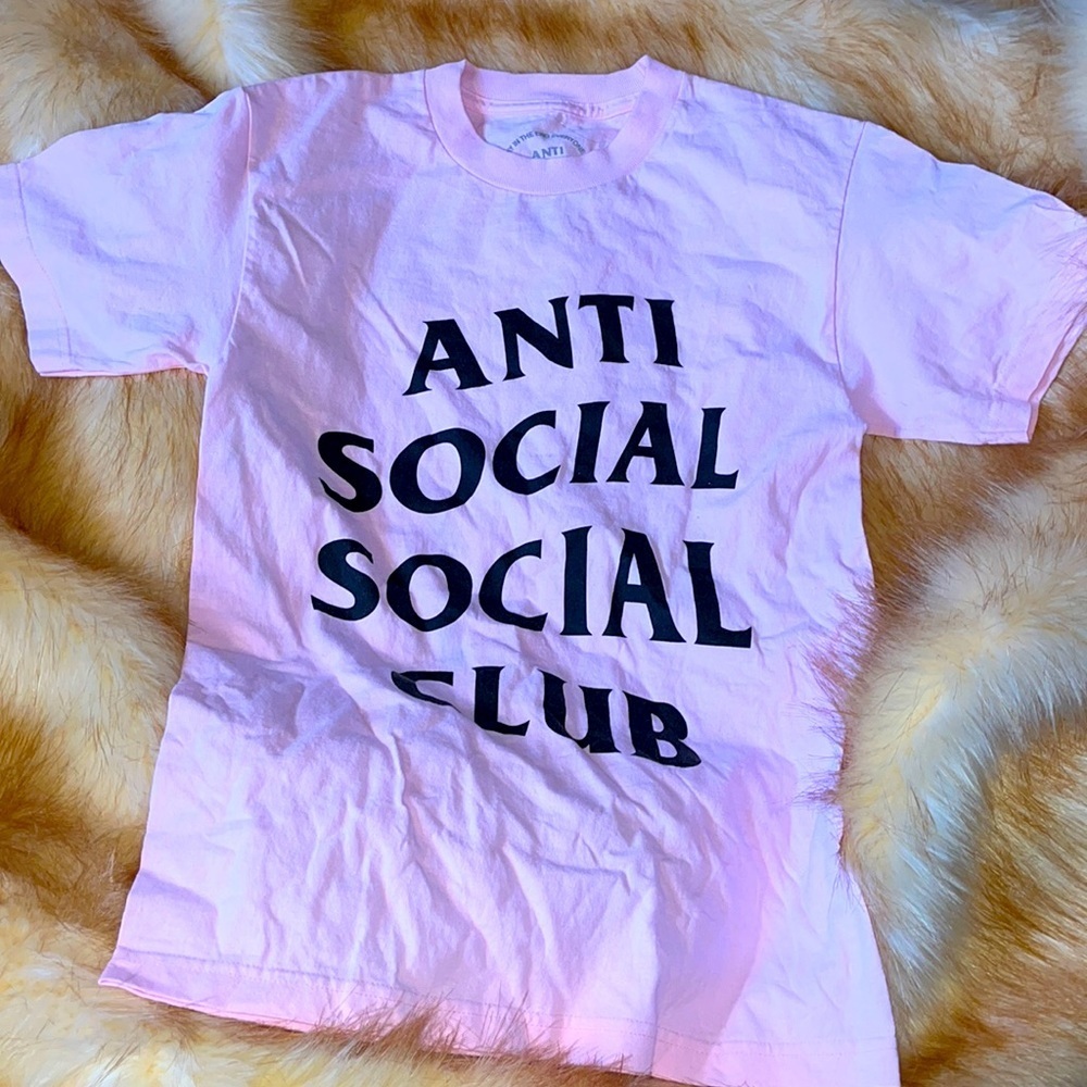 Anti social social club ASSC cotton pink black short sleeve tshirt Sz Small